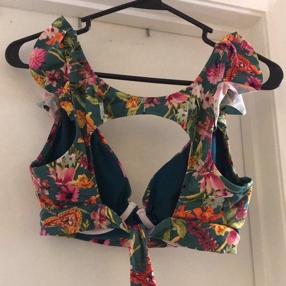 Green floral Jessica Simpson bikini- top M bottom L - Picture 7 of 7